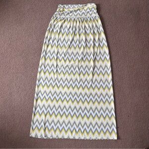 Women’s Sz Small Chevron Maxi/Midi Skirt Yellow & Gray